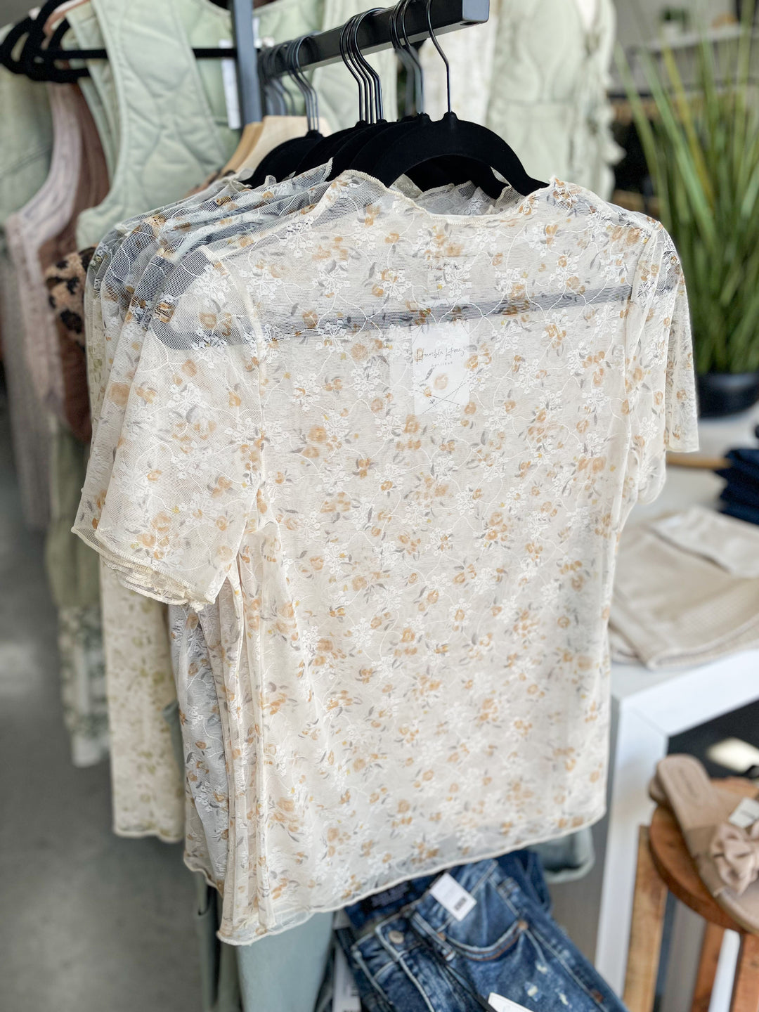 In Bloom Sheer Short Sleeve (Apricot)