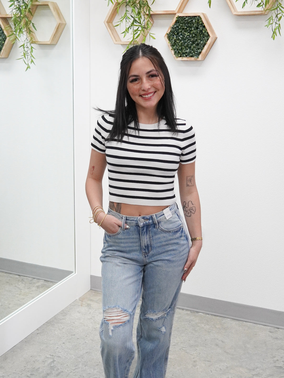 Up A Notch Top (Black/Cream)