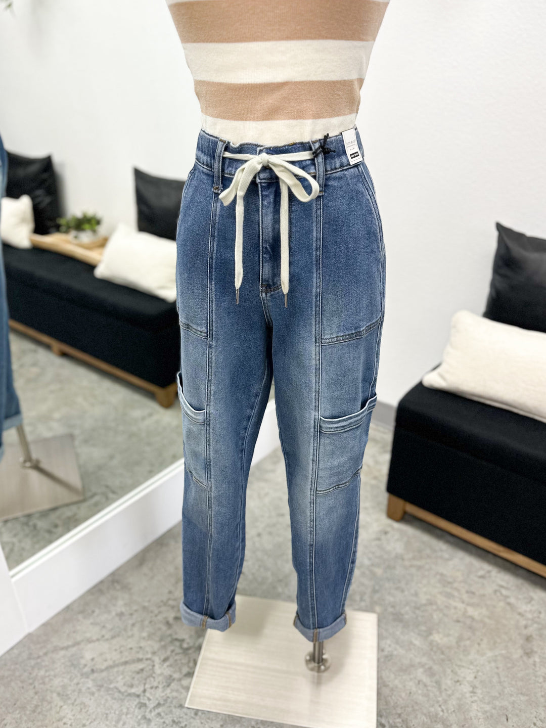 Tanya Denim Cargo Joggers