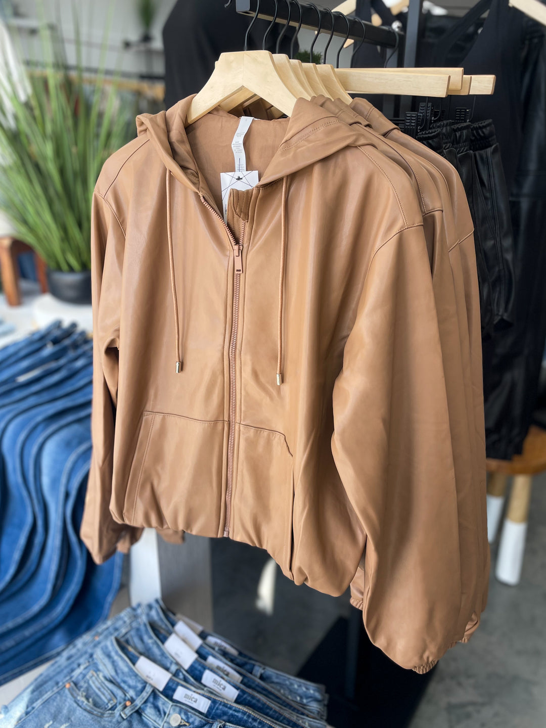 Little Lies Vegan Leather Jacket (Camel)