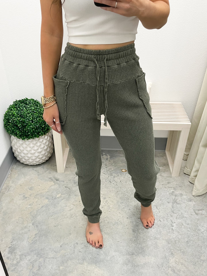 Remember When Waffle Joggers (Deep Olive)