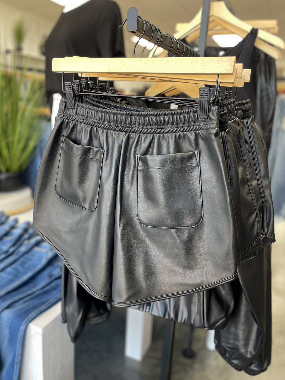 Little Lies Vegan Leather Shorts (Black)