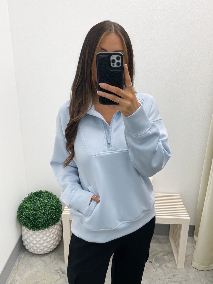 Cloud Nine Zip Pullover (Soft Blue)