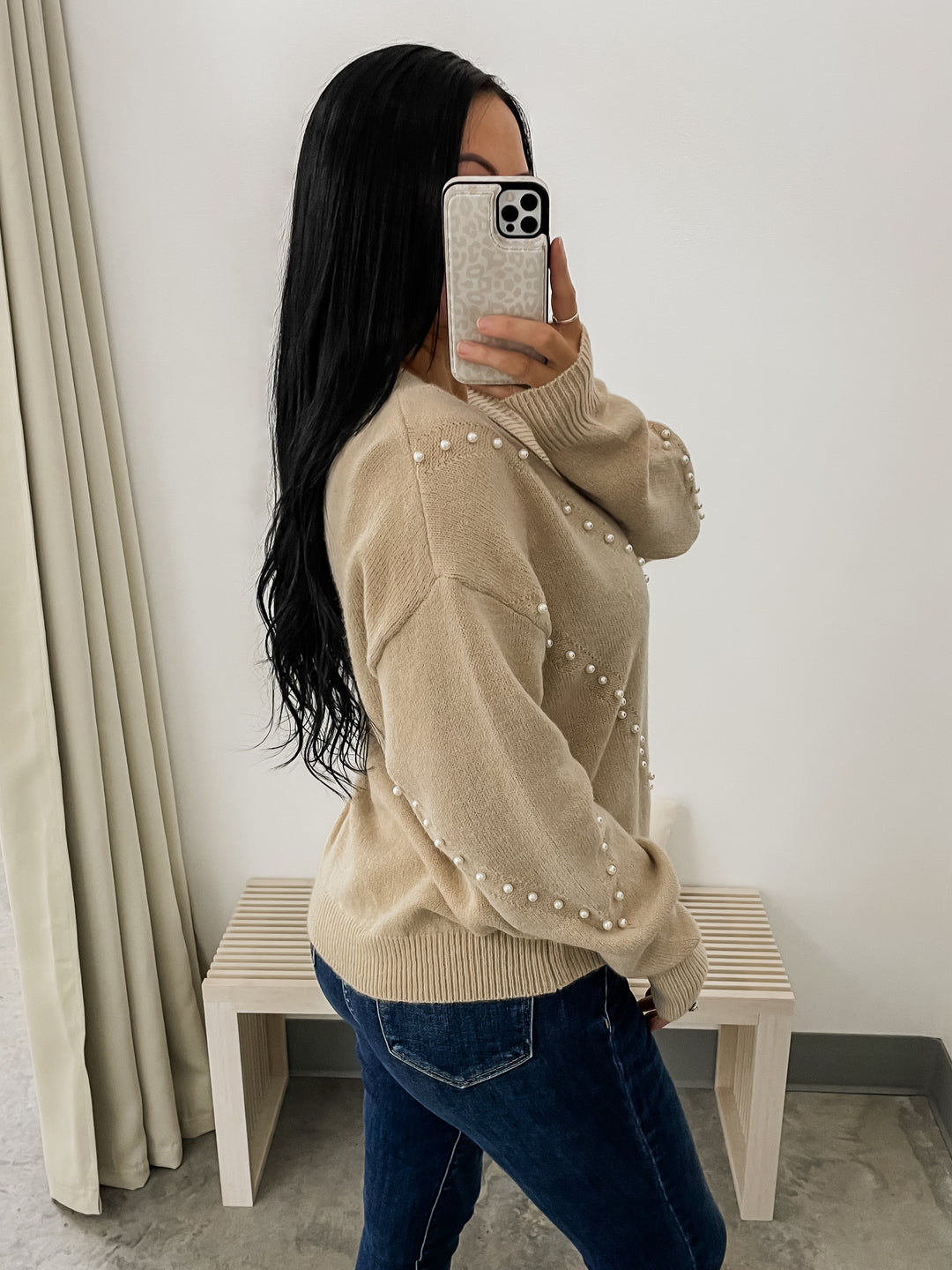 Decked In Pearls Sweater (Oatmeal)