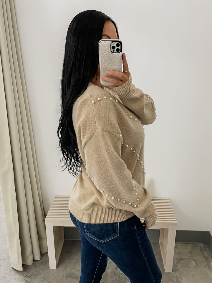 Decked In Pearls Sweater (Oatmeal)