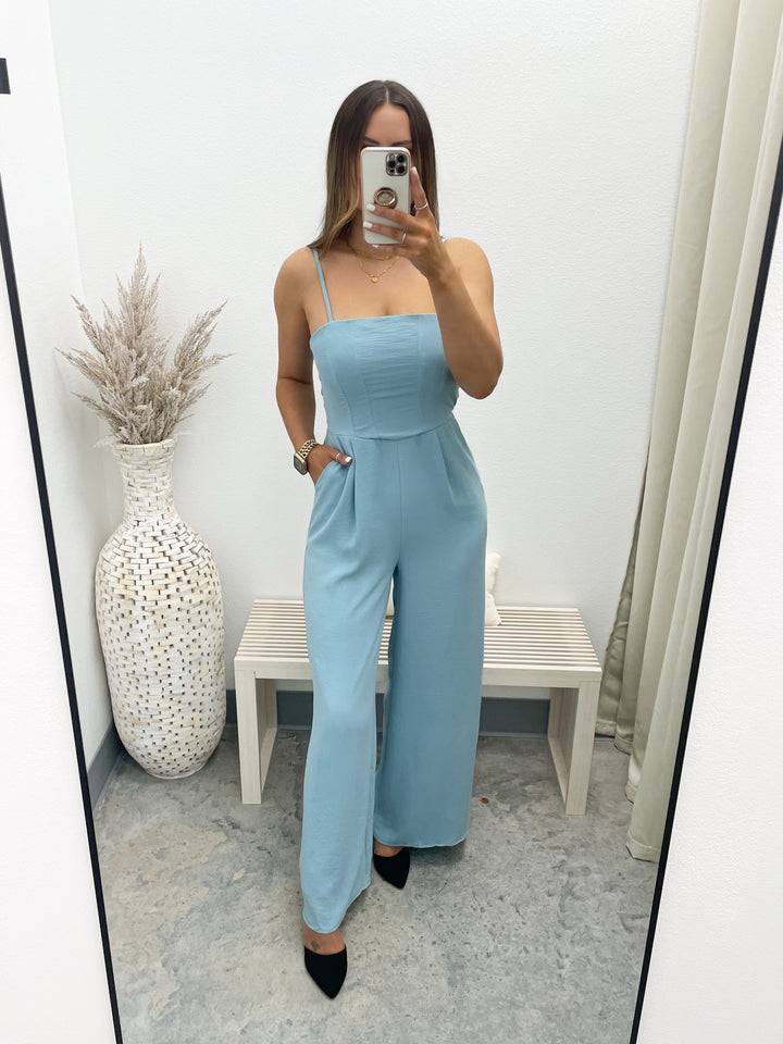 Time Goes By Jumpsuit (Lt. Blue)