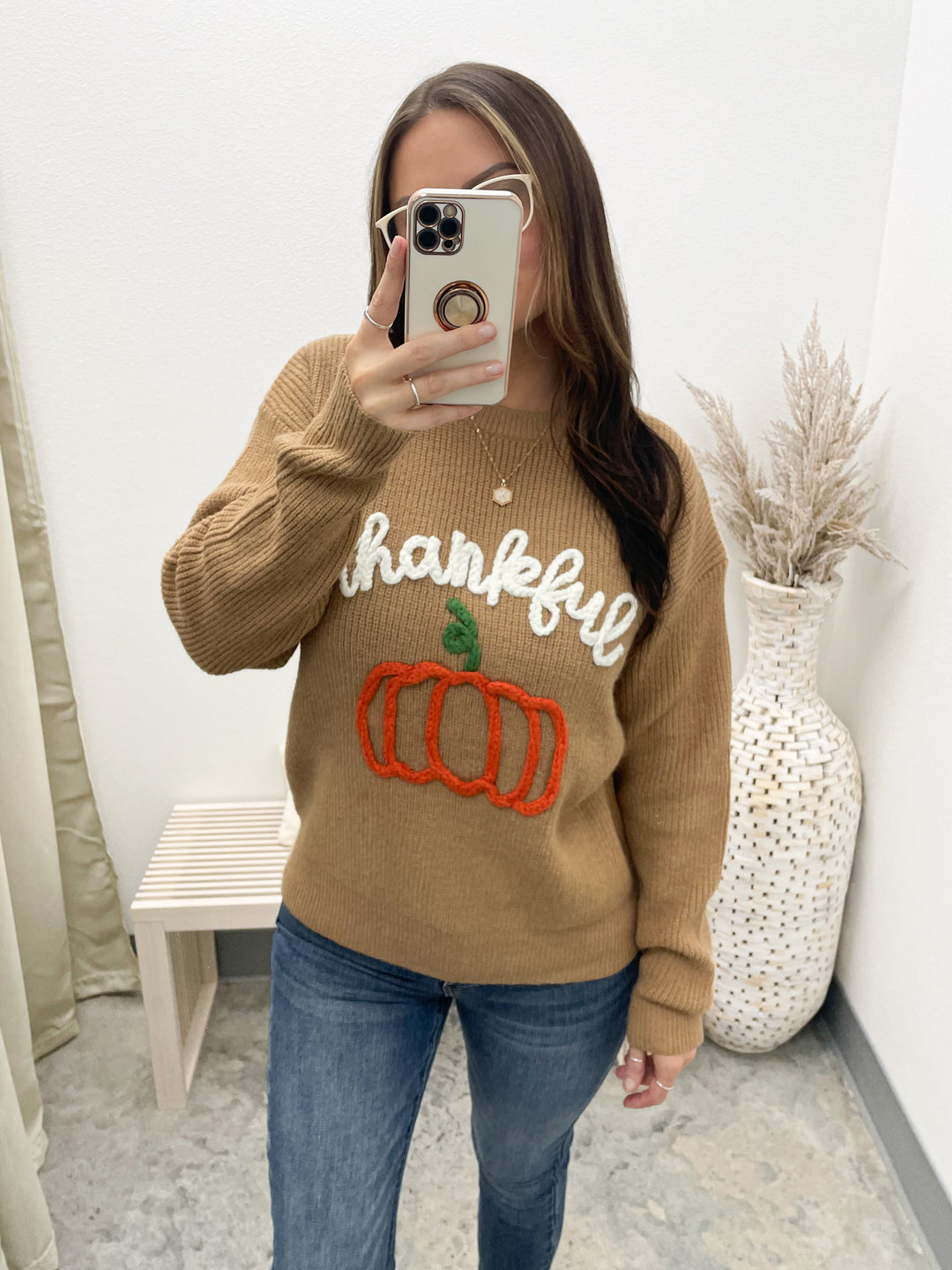 Thankful Knit Sweater (Dusty Brown)