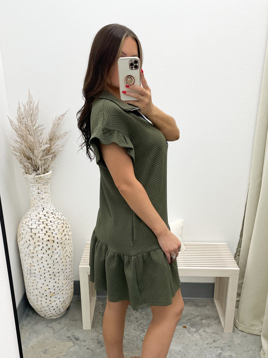 Aubrey Quilted Dress (Olive)