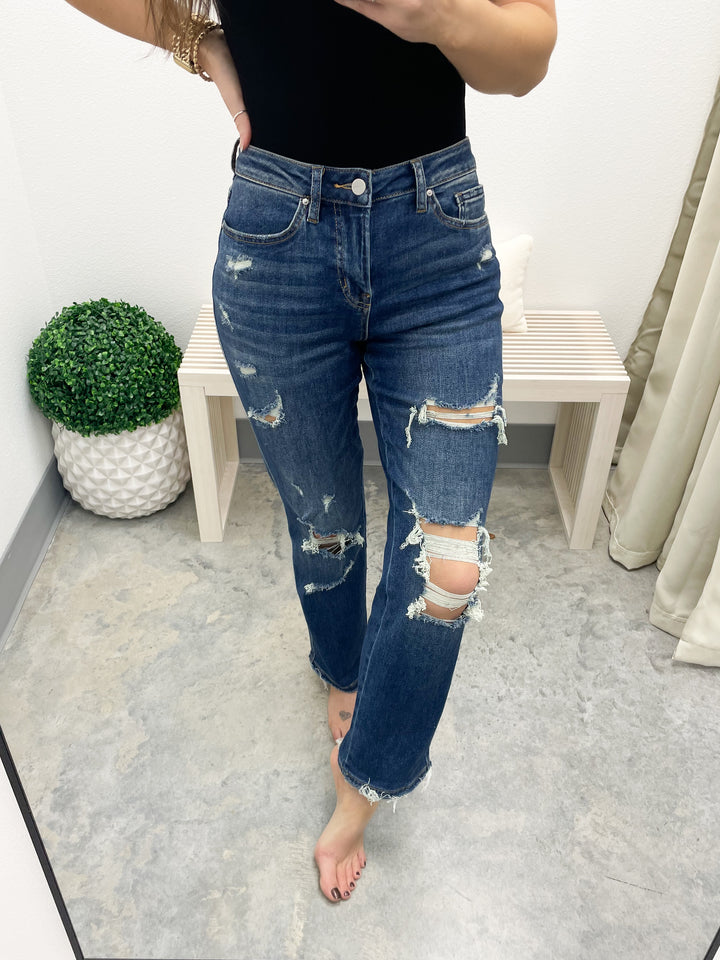 Kimber Straight Crop Jeans (Dark Wash)