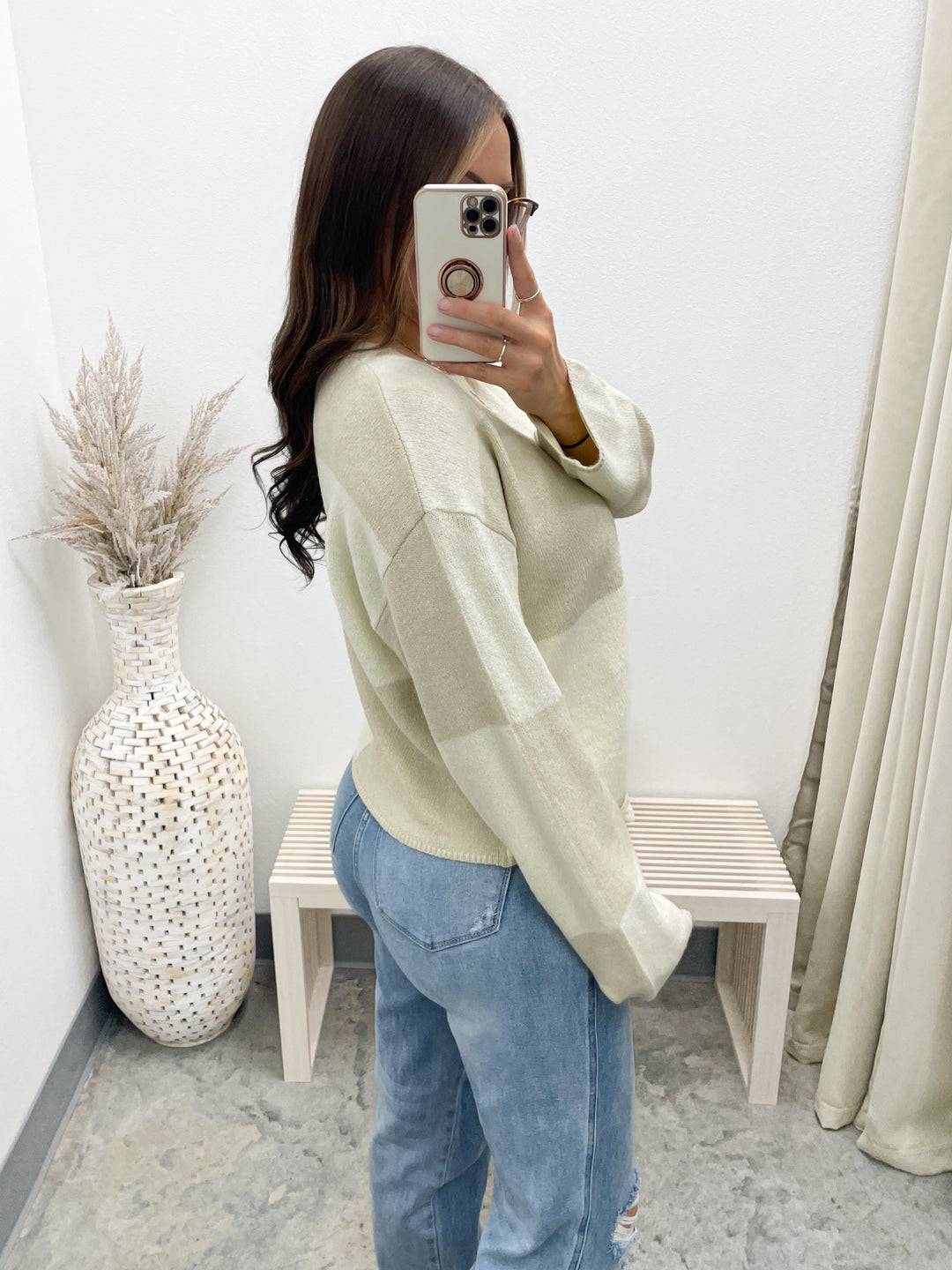 Checked Out Sweater (Cream/Alpaca)