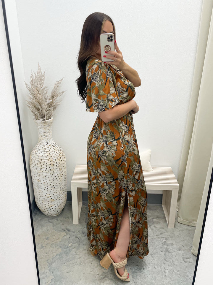 Fall Your Way Dress (Rust)