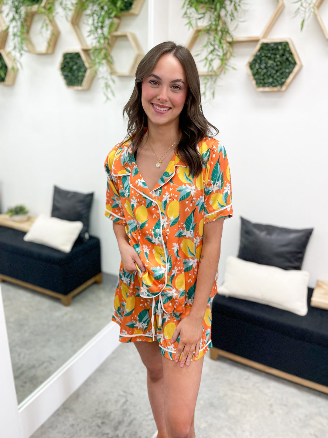 Life Gives Lemons Pajama Set (Orange)