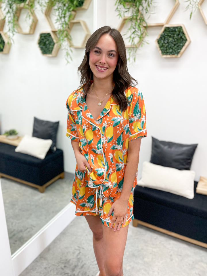 Life Gives Lemons Pajama Set (Orange)