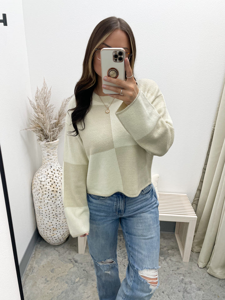 Checked Out Sweater (Cream/Alpaca)