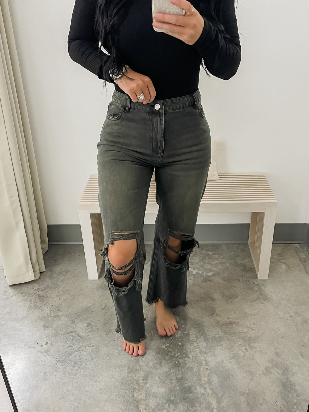Wild Ride Wide Leg Jeans (Charcoal)