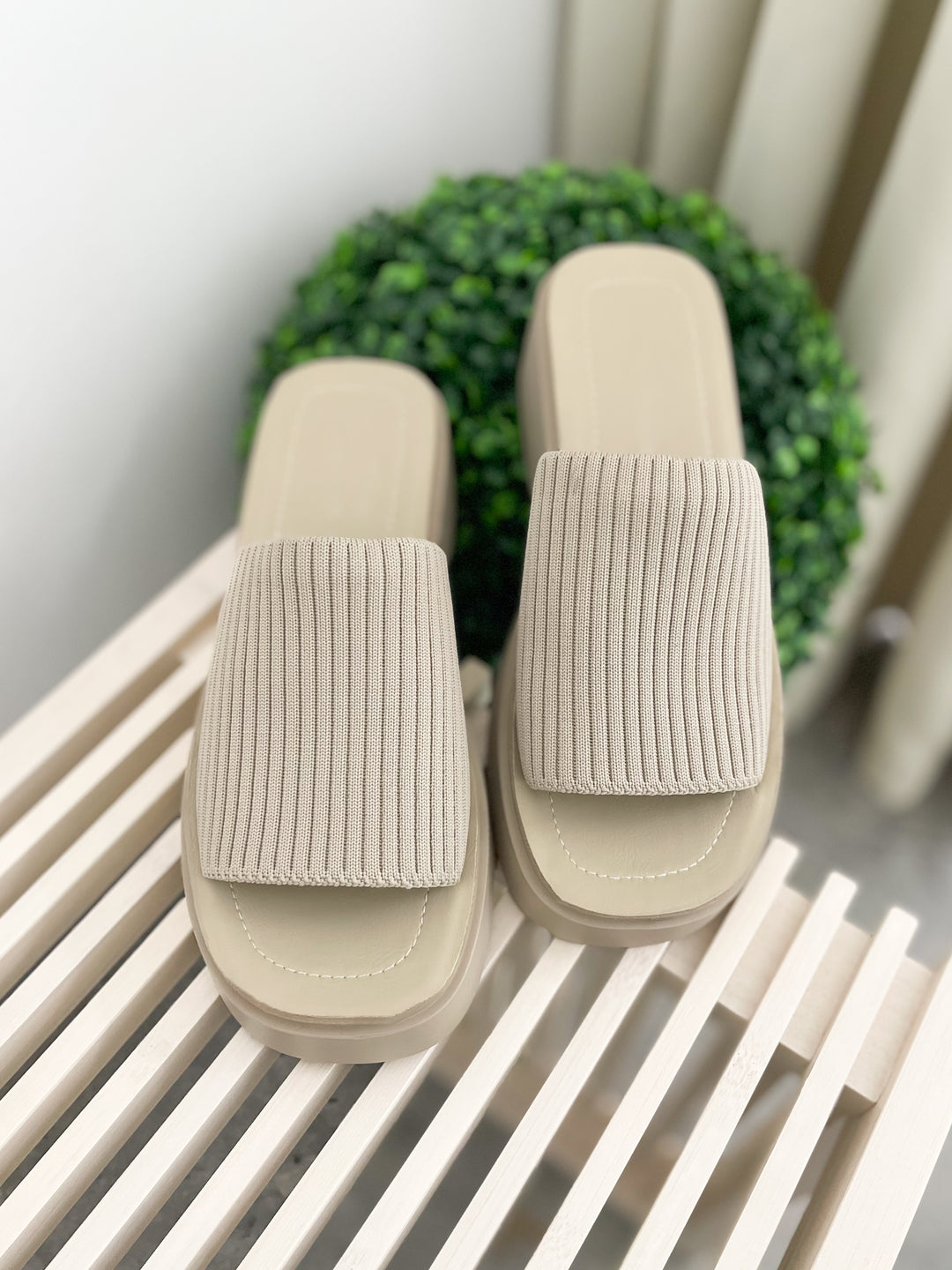 Harlie Platform Slide Sandals (Nude)