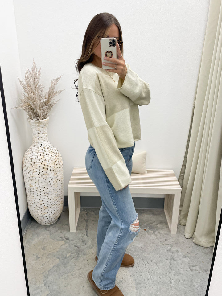 Checked Out Sweater (Cream/Alpaca)