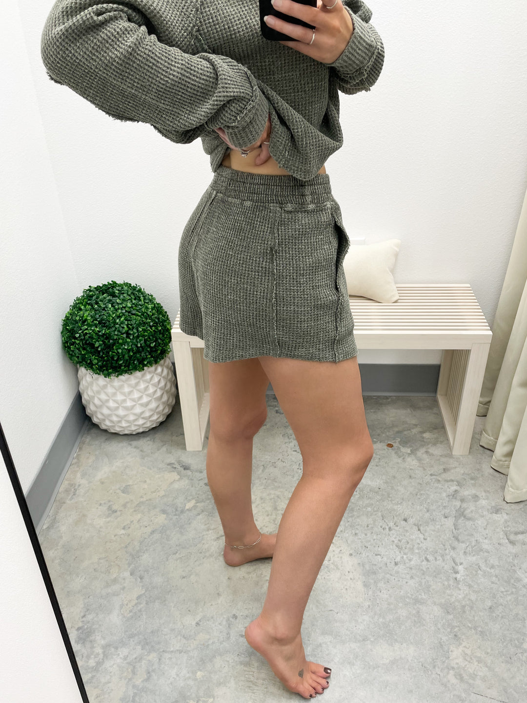 Remember When Waffle Shorts (Olive)