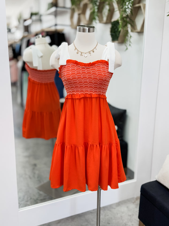 Whatever You Want Dress (Orange/White)