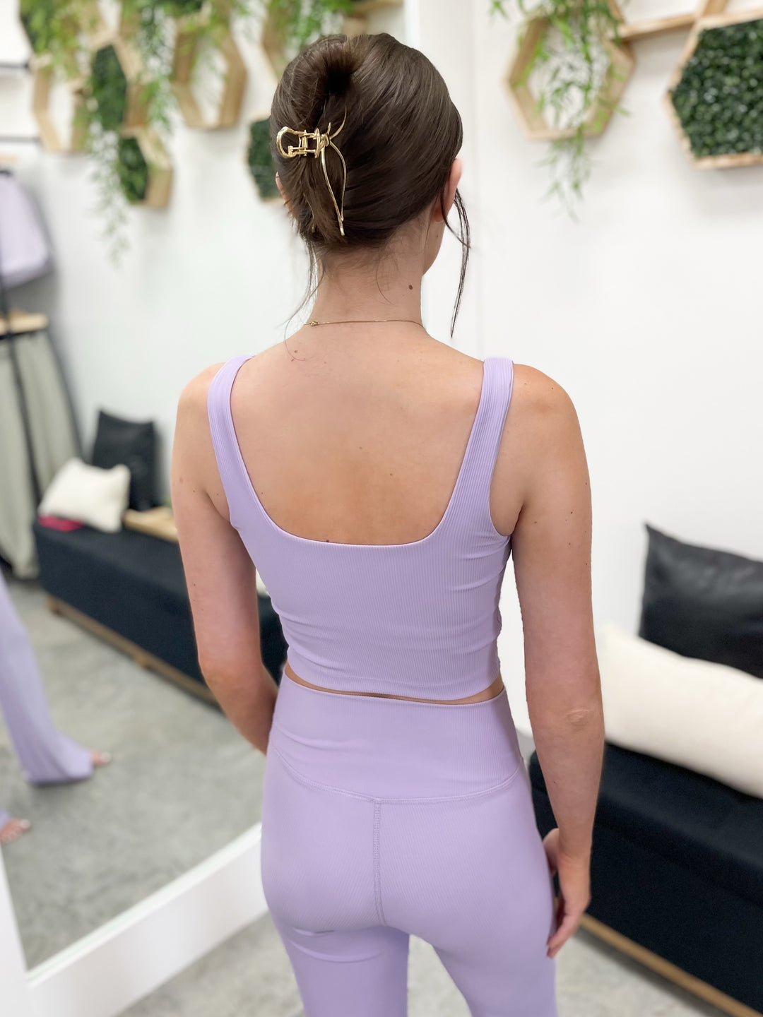 Riley Pintuck Active Crop (Lavender)