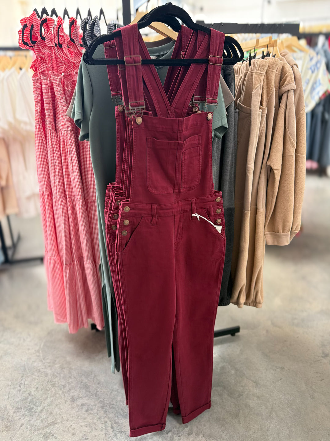 Take Me Out Overalls (Maroon)