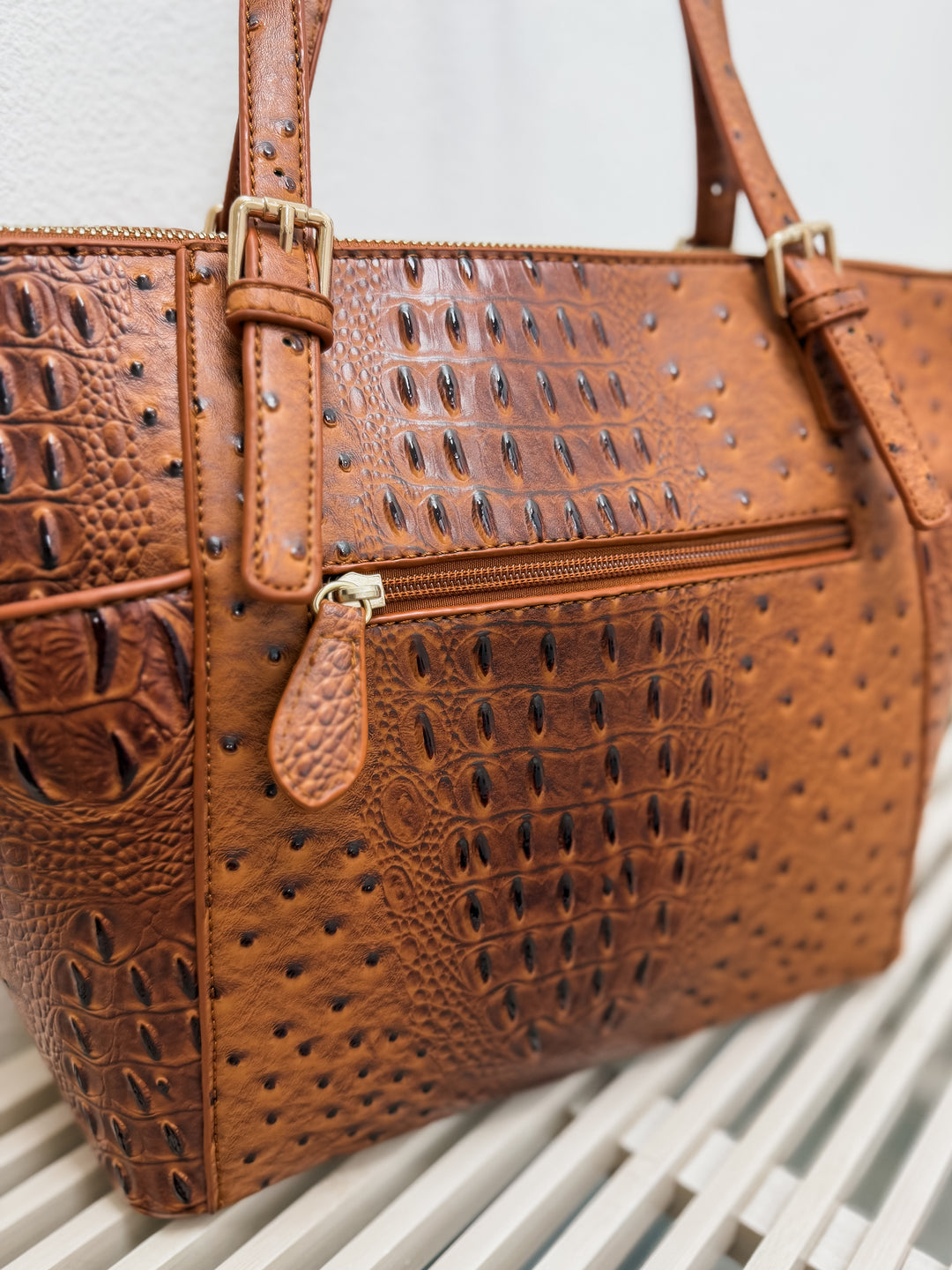 Zeike Ostrich Tote Bag (Cognac)