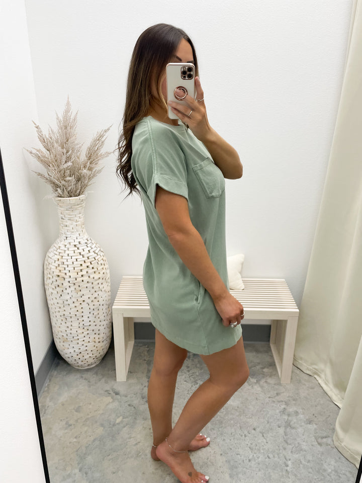 Ava Tee Dress (Sage Green)