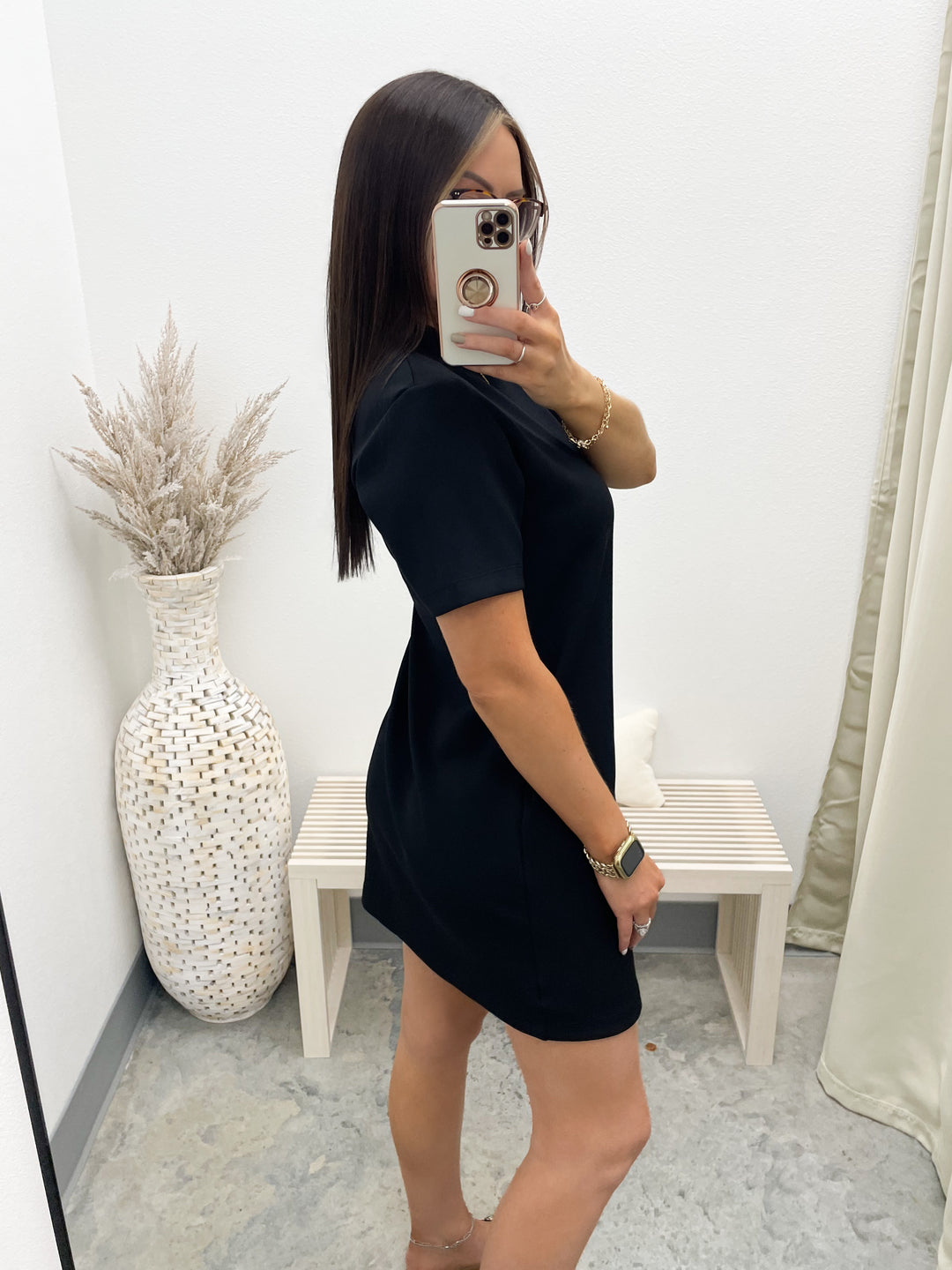 Cloud Nine Mock Mini Dress (Black)