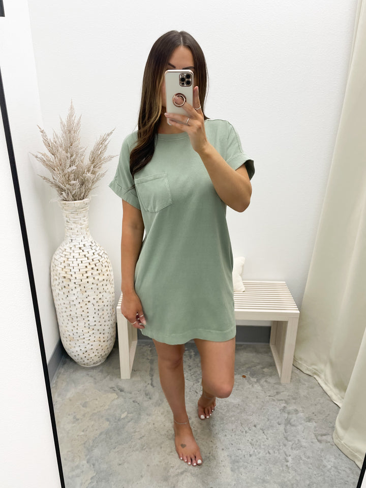 Ava Tee Dress (Sage Green)