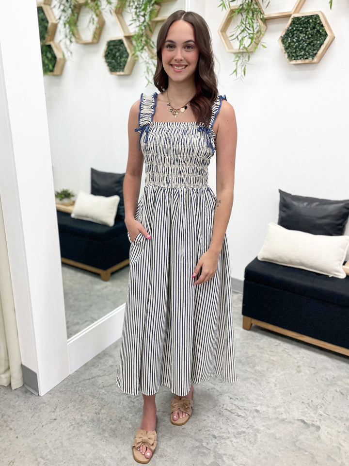 Simple And True Dress (Cream/Blue)