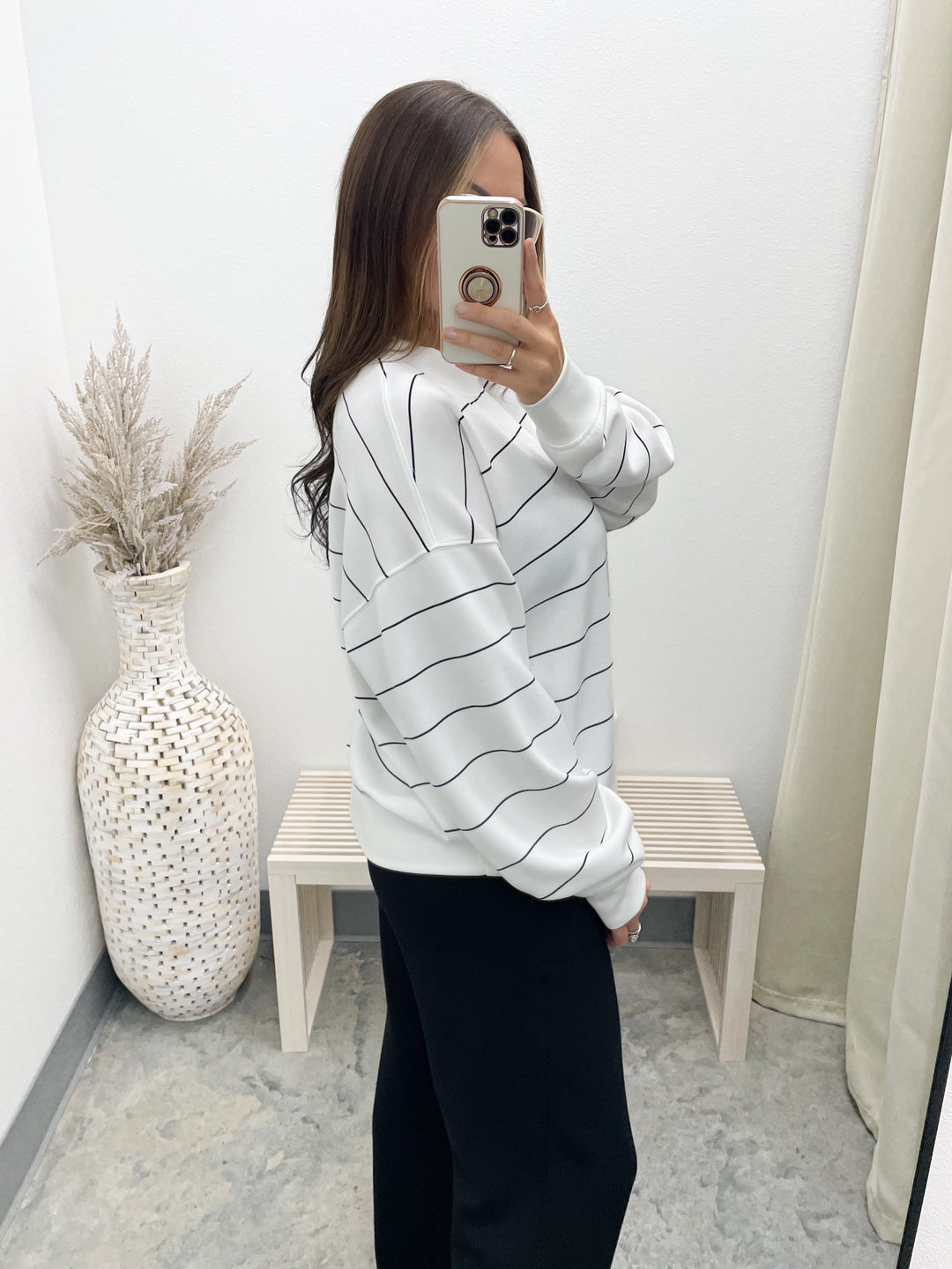 Cloud Nine Sweatshirt (Cream/Black Stripe)