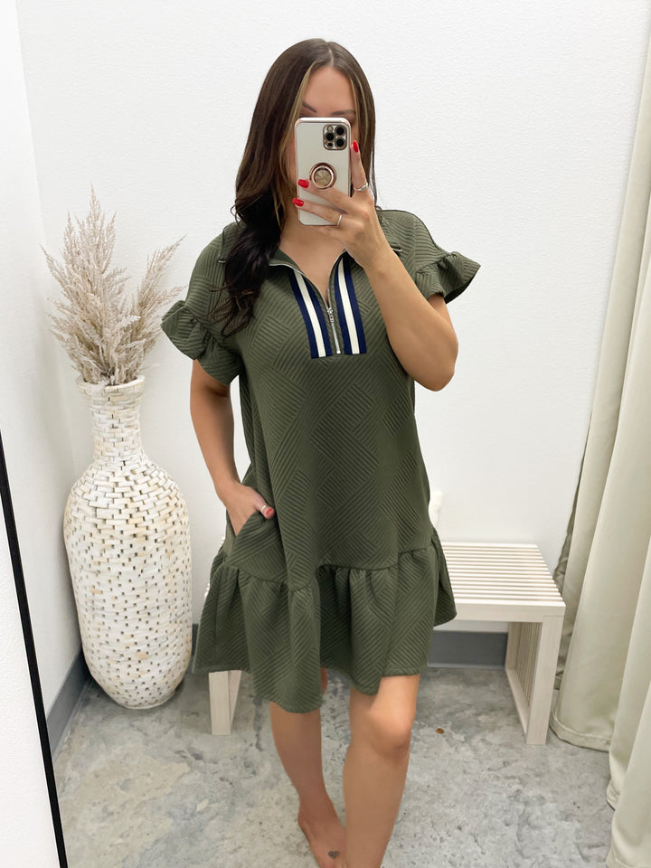 Aubrey Quilted Dress (Olive)
