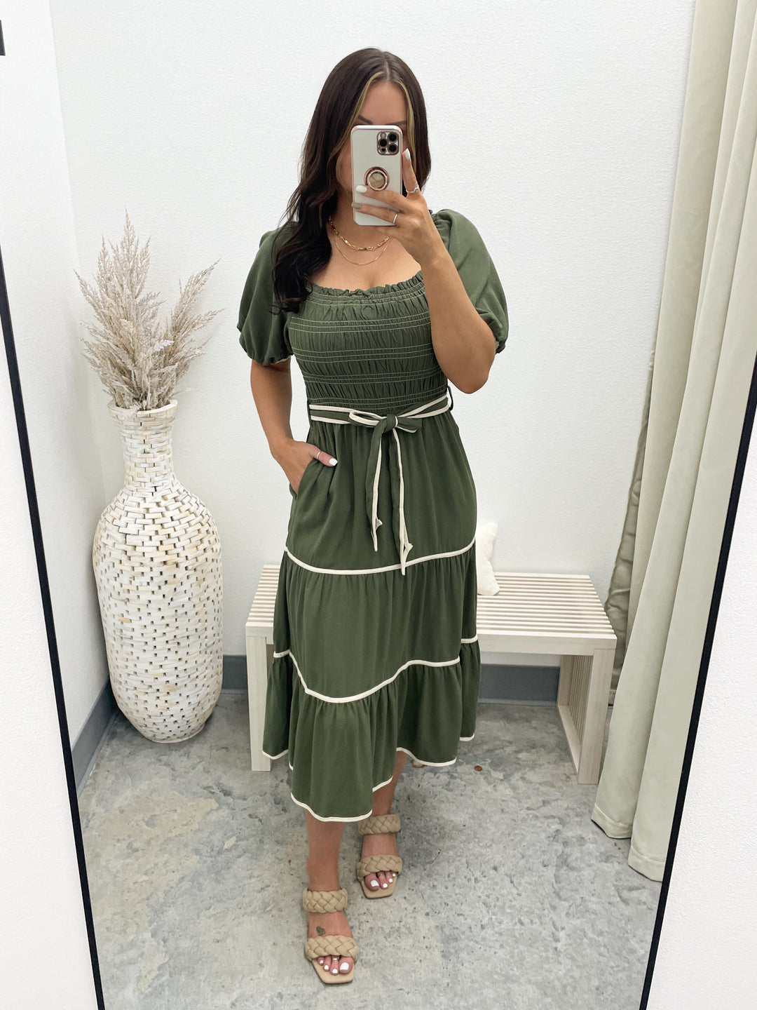 Right Here Dress (Olive/Ivory)