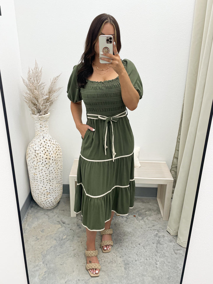 Right Here Dress (Olive/Ivory)