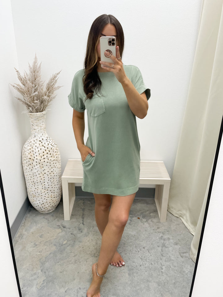 Ava Tee Dress (Sage Green)