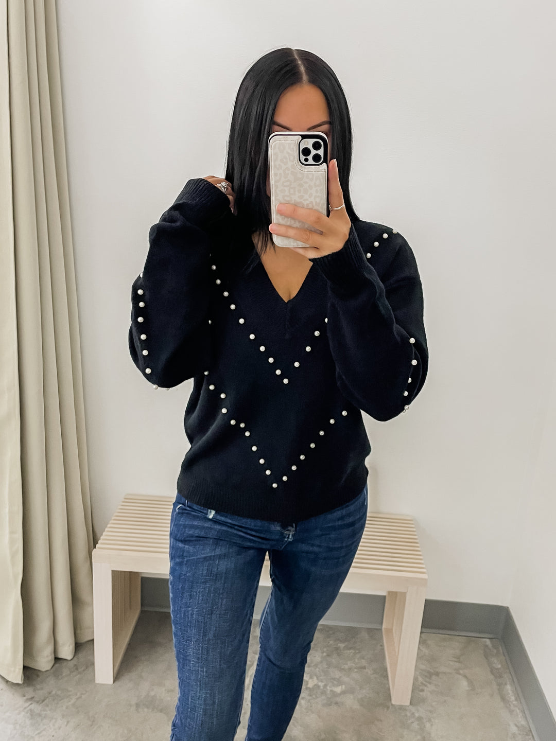 Decked In Pearls Sweater (Black)