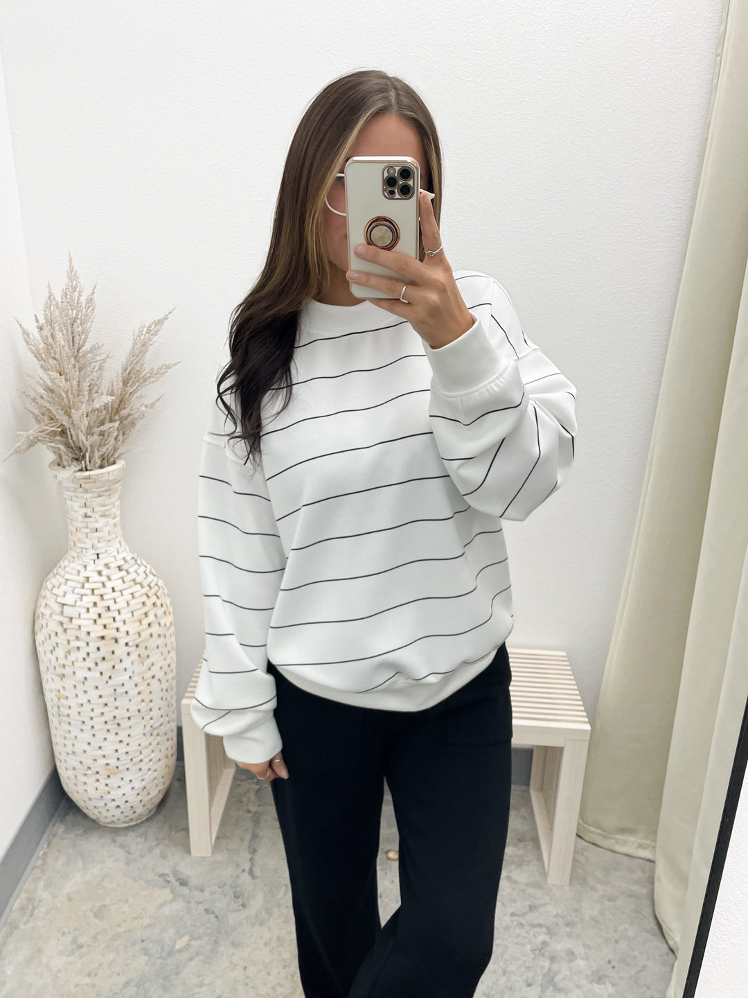 Cloud Nine Sweatshirt (Cream/Black Stripe)