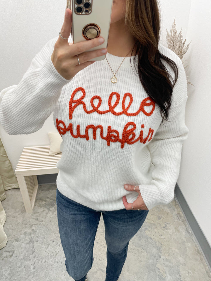 Hello Pumpkin Sweater (Off White)