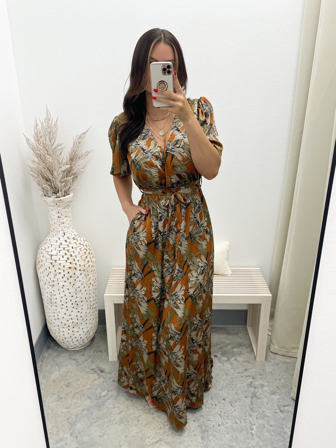 Fall Your Way Dress (Rust)