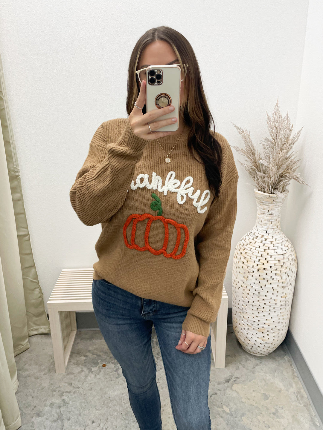 Thankful Knit Sweater (Dusty Brown)