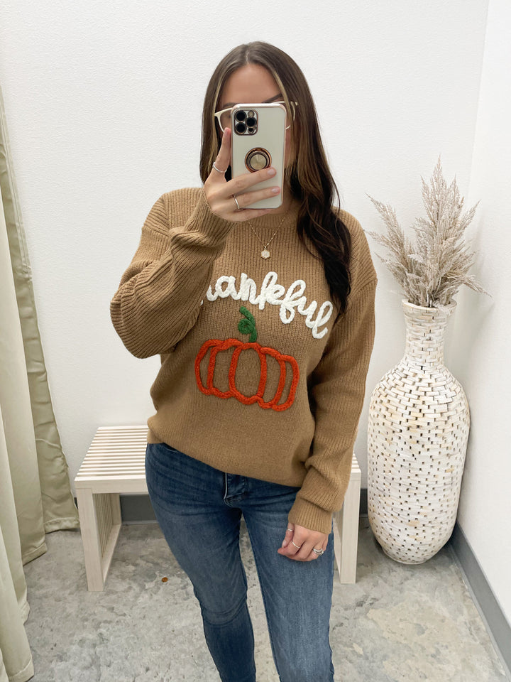Thankful Knit Sweater (Dusty Brown)