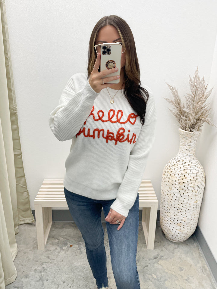 Hello Pumpkin Sweater (Off White)