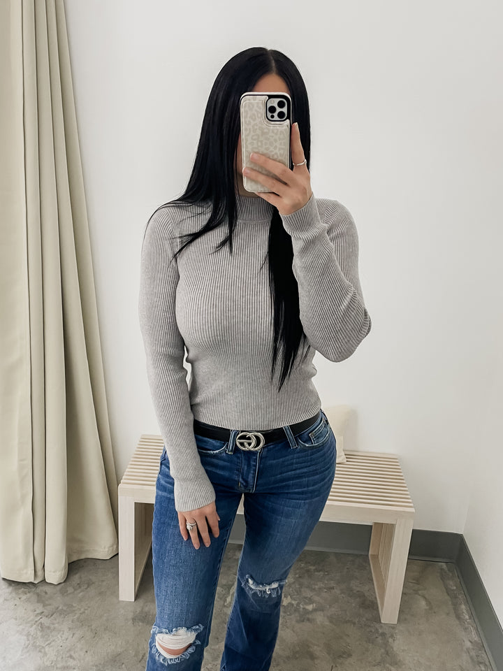 Buying Time Sweater Top (Heather Grey)