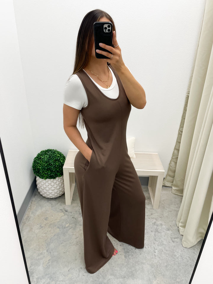 Settle Down Jumpsuit (Dark Mocha)