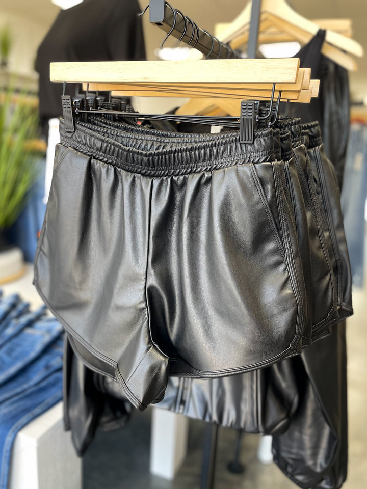 Little Lies Vegan Leather Shorts (Black)