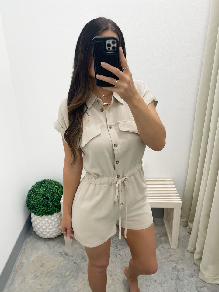 Walk The Walk Romper (Light Taupe)