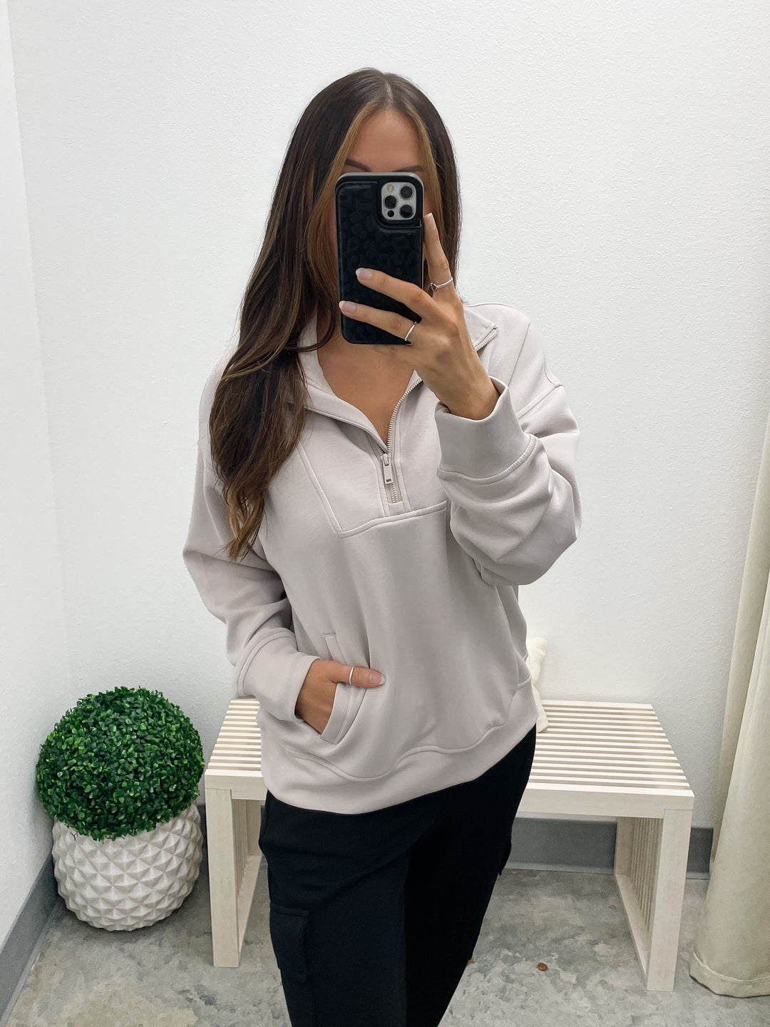 Cloud Nine Zip Pullover (Mocha Cream)