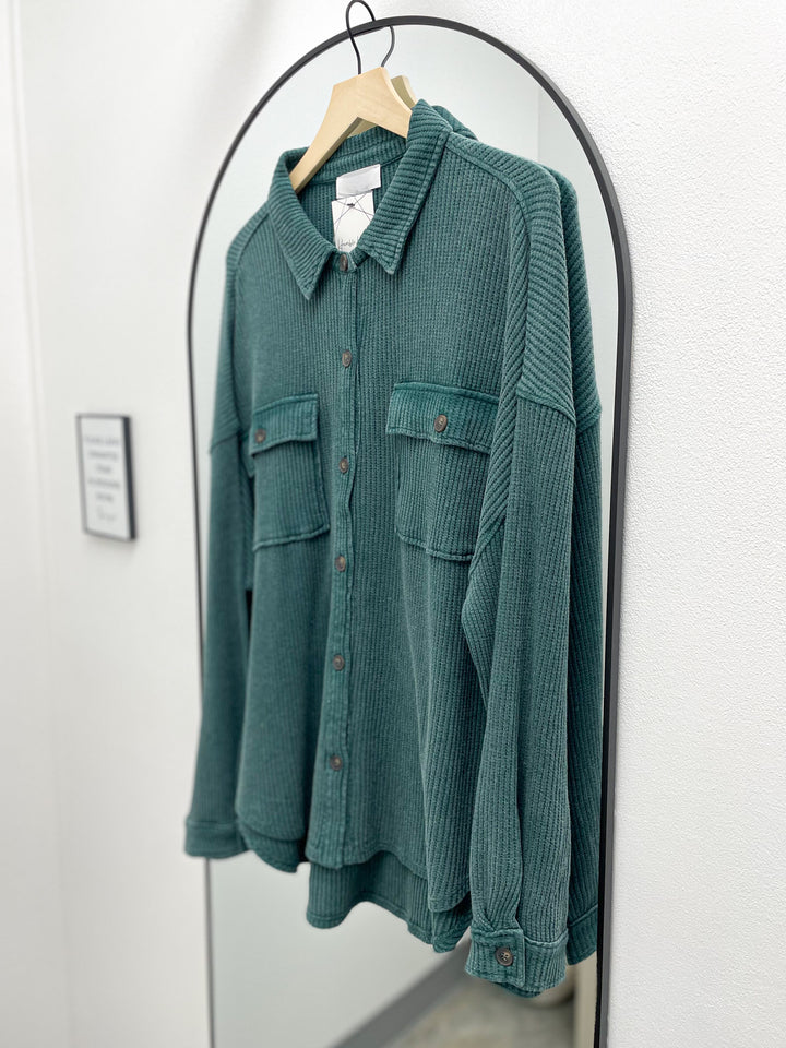 Plain To See Shacket (Deep Green)