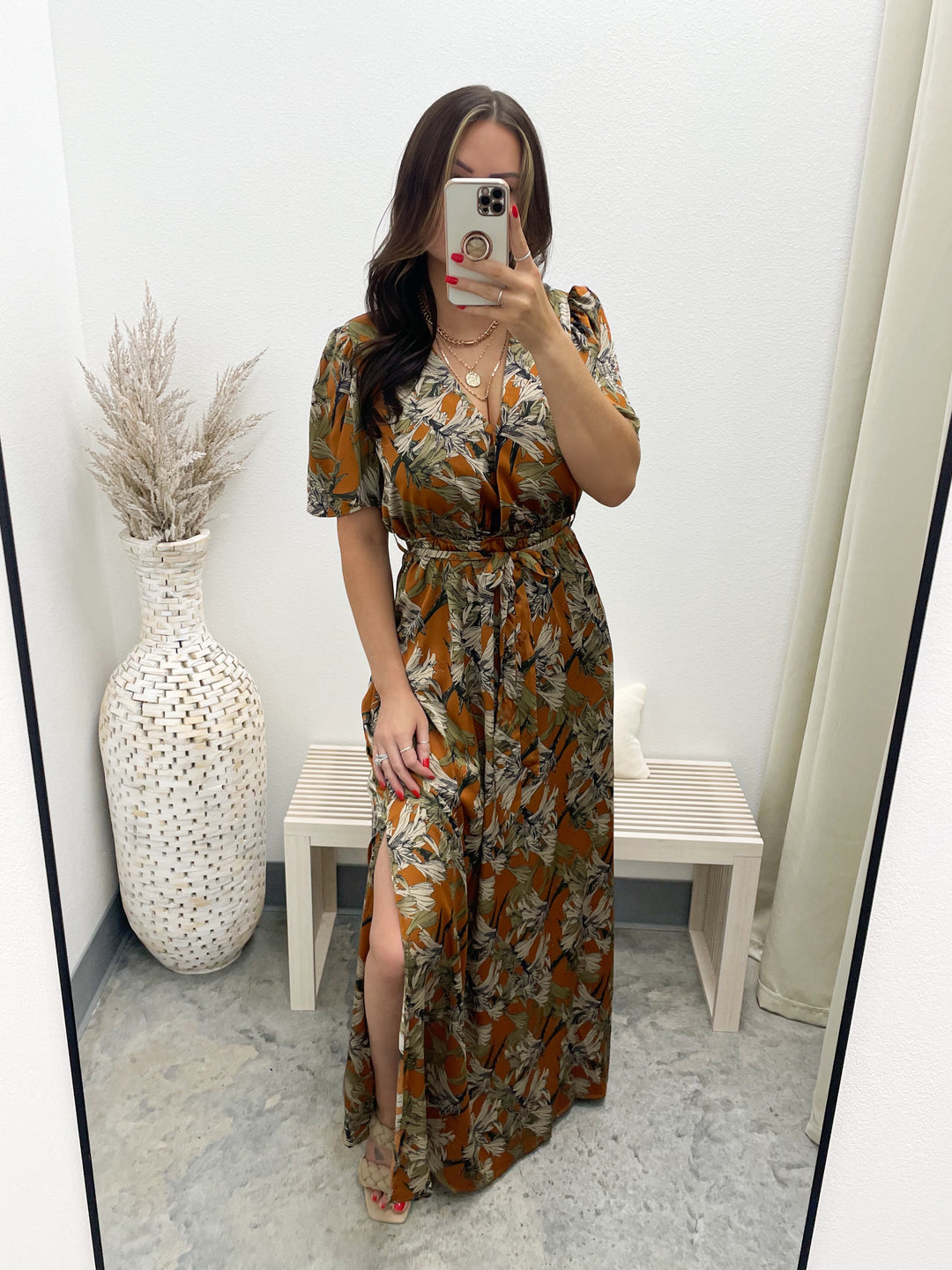 Fall Your Way Dress (Rust)