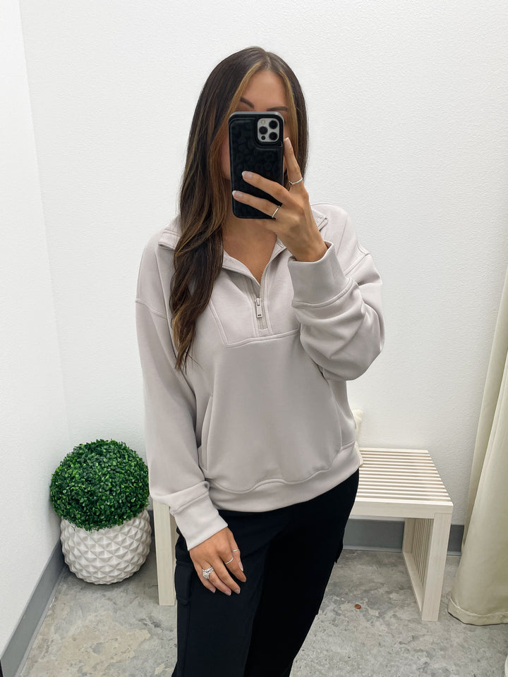 Cloud Nine Zip Pullover (Mocha Cream)